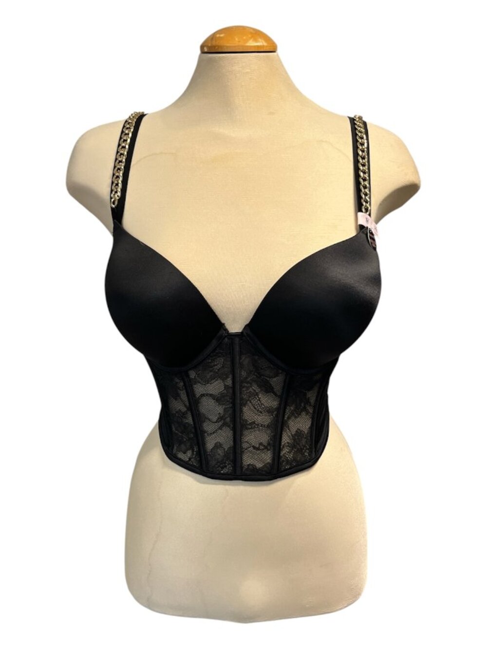 VICTORIA'S SECRET Very Sexy Bombshell Chain Double Push-Up Bustier Size 34D NEW